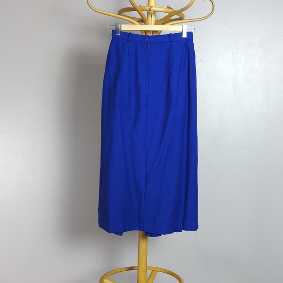 Vintage Louben blue wool pleated skirt - Picture 6 of 10